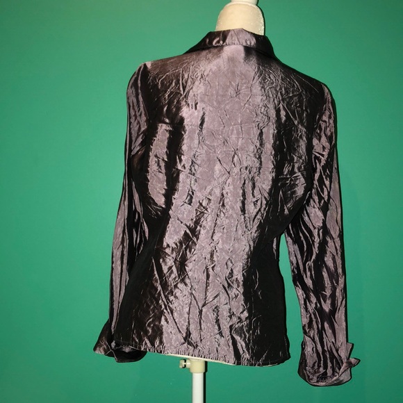 Taffeta Rhinestone Button Up Shirt - Picture 3 of 5